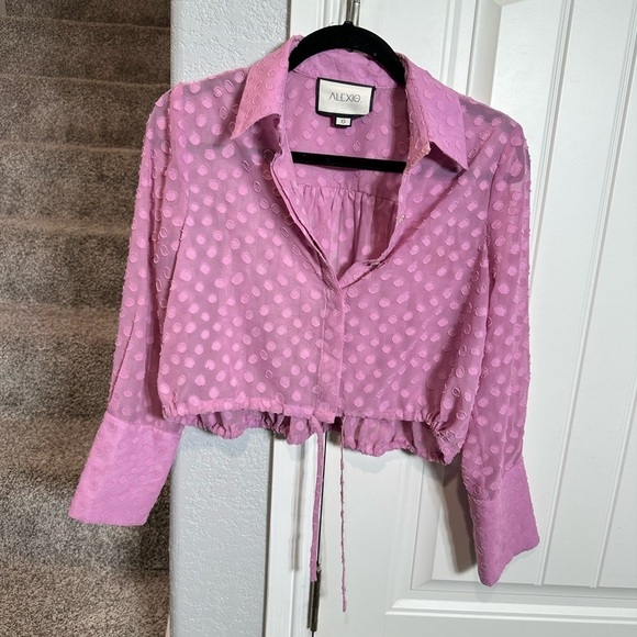 Alexis Kaja Cropped Blouse Top PINK sheer - Picture 5 of 12